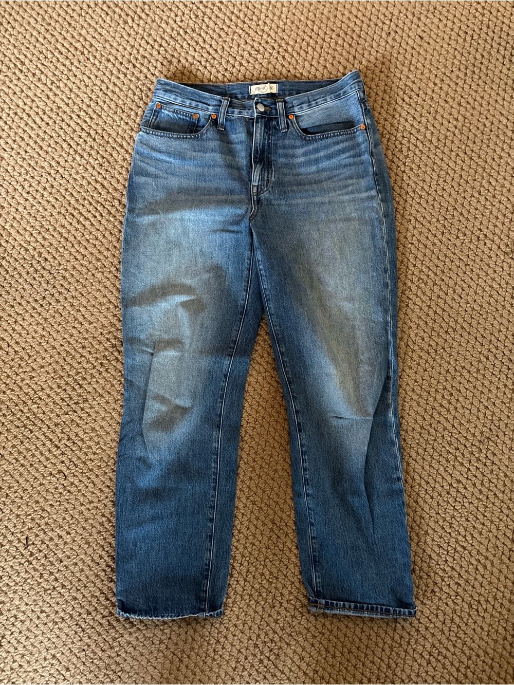Madewell Straight-Leg Relaxed Jeans in Medium Blue Wash Sz 28